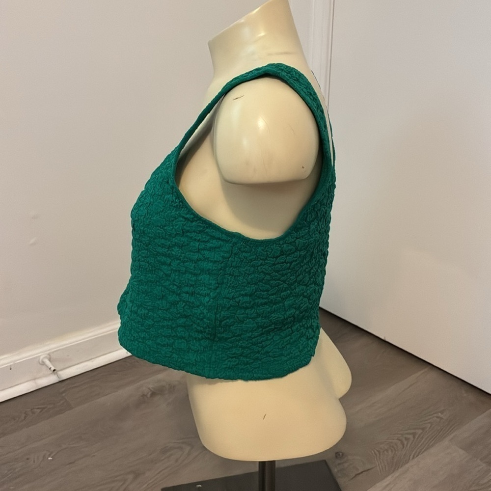 NWT Anthropologie Green Textured Crop Tank - Picture 2 of 4